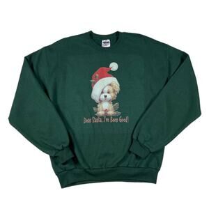 Jerzees Green Christmas Sweater | Size L